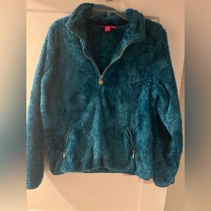 Lilly Pulitzer furry pullover teal medium